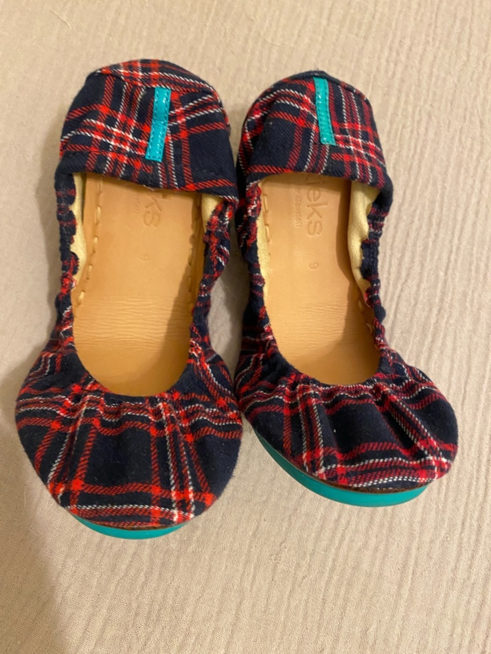 TIEKS Plaid Ballet Flats in Navy & Red - size 9